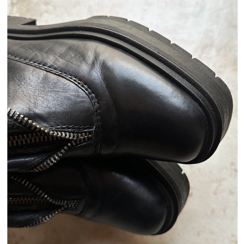 Sam Edelman Linds Zipper Chelsea Boot Black Leather Booties Chunky Lug Sole 9‎ - Picture 4 of 10